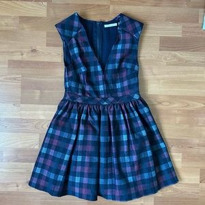 DO & BE | Sleeveless Purple Blue Full Skirt Plaid Checkered Dress Size Small